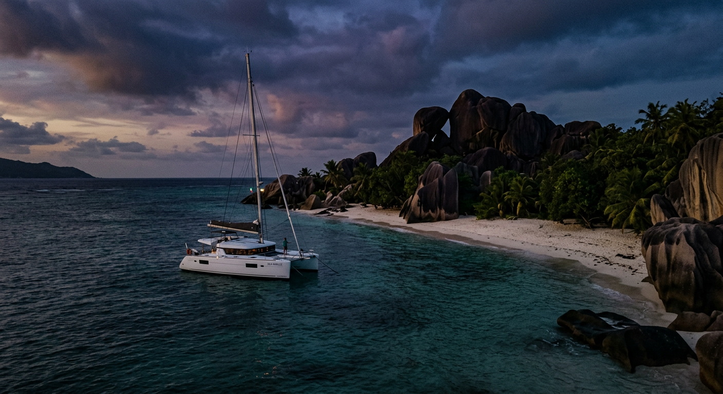 Sailing yacht in Seychelles